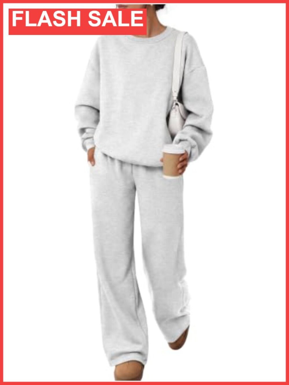 Heavyweight Cotton Blend Sweatsuit Lounge Set Wide Leg Pants